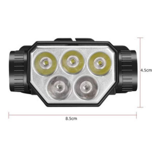 LED fejlámpa fehér és kék fényű izzókkal, USB kábellel - MS-914