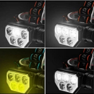 LED fejlámpa fehér és kék fényű izzókkal, USB kábellel - MS-914
