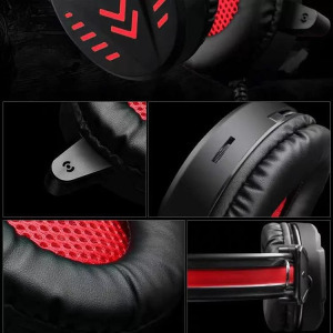 Gamer fejhallgató, USB + 2db 3,5mm jack, vezetékes, RGB világítás, fekete