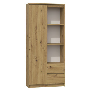 Shannan RS-80 Bily gardróbszekrény, 80x180x35 cm, tölgy