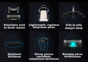 Likeregal 920 gamer szék lábtartóval és masszázs funkcióval - zöld