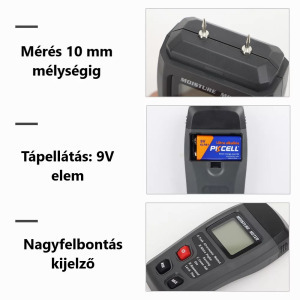 Professzionális digitális nedvességmérő, fa, papír, karton nedvesség mérése