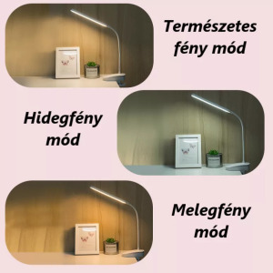Asztali Csíptetős LED Lámpa, fényerő, 3 színhőmérséklet, flexibilis, fehér