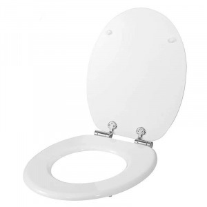 MDF WC ülőke lecsapódásgátló, lassan záródó fedél, fém zsanér, fehér