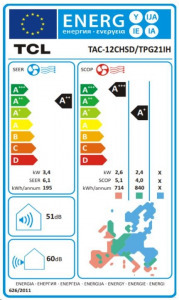 TCL T-PRO 3,5 KW(TAC-12CHSD/TPG21IH) inverteres split klíma