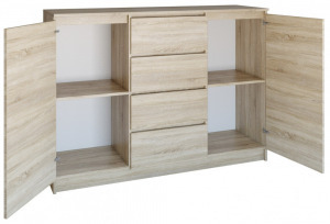 Odell 2D4S komód, 120x97x40 cm, sonoma