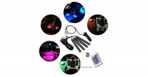 Lábtér világítás autóba, távirányítós, RGB