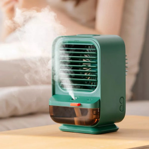 Aromaterápiás mini párologtató léghűtő, 3 ventilátor fokozat, 4000mAh, sötétzöld
