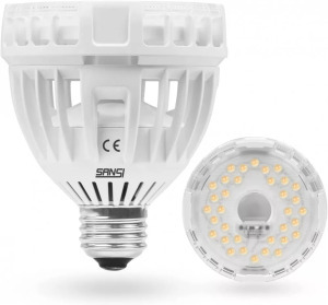 Növénynevelő lámpa, Sansi 15W A E27 8.5cm 34xLED-es meleg fehér fényű