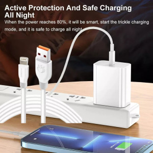 Adat-és töltőkábel K192, 150 cm, Lightning/USB, 2.4A gyors töltés, fehér