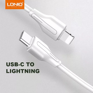 Adat és töltő kábel, Lightning/USB-C, 30W gyors töltés, 1 méter, fehér