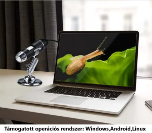 Hordozható digitális mikroszkóp, USB/OTG, 8LED, 5x optikai, 1000x digitális