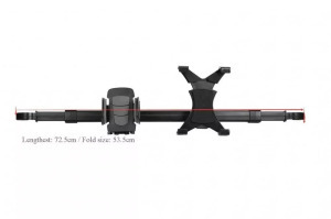 Autós tablet+mobiltartó, két fejtámla közé, 50-70cm állítható hossz, fekete