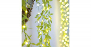 Fényfüzér levelekkel, meleg fehér fénnyel , 220 V, 3x2m