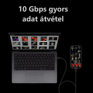 Adat- és töltőkábel, USB-C/USB-C, 1 méter, fekete