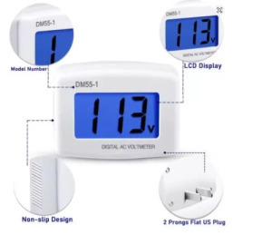 AC 110V-220V Digitális voltmérő - EU szabványos csatlakozóval, LCD kijelzővel