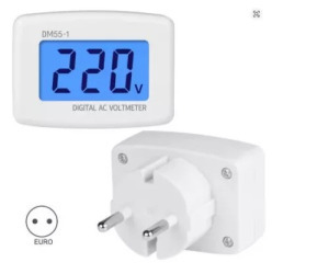 AC 110V-220V Digitális voltmérő - EU szabványos csatlakozóval, LCD kijelzővel