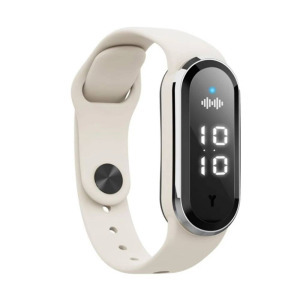 M21 újratölthető ultrahangos szúnyogriasztó karkötő óra funkcióval - törtfehér