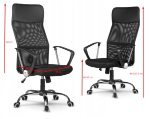 Forgó irodai szék, Nemo, hálós szövet, 61x107.5x50 cm, szürke