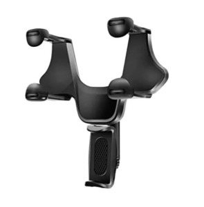 Univerzális autós telefontartó, visszapillantó tükörre illeszthető, fekete