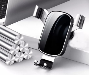 Autós telefontartó, YC11, szellőzőrácsra, 360°-ban forgatható, ezüst-fekete