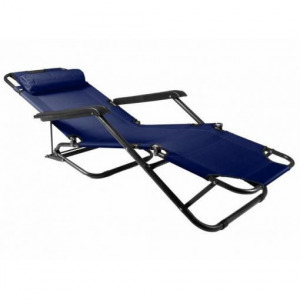 Összecsukható nyugágy, napozóágy, szék fejtámlával - kék