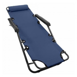 Összecsukható nyugágy, napozóágy, szék fejtámlával - kék