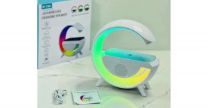 Vezeték nélküli RGB LED lámpa, Bluetooth hangszóróval, 15W vezeték nélküli gyorstöltés