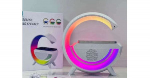 Vezeték nélküli RGB LED lámpa, Bluetooth hangszóróval, 15W vezeték nélküli gyorstöltés