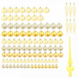 112 részes karácsonyfadísz, arany