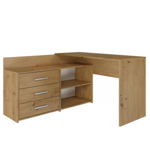 Shannan Dany sarok íróasztal polccal, tárolóval, 120x76x50 cm, tölgy