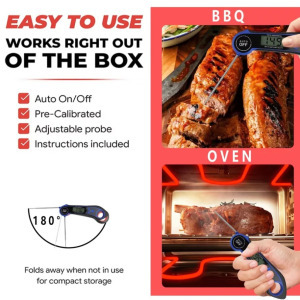 Digitális ételhőmérő, WDJ210 vízálló -50°C~300°C, LCD kijelző, sötétkék