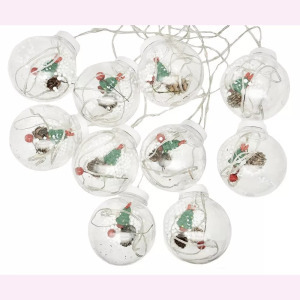 Összefűzhető karácsonyfás gömbök, LED fényfüzér, 3m, 8mód, 4szín, 10gömb