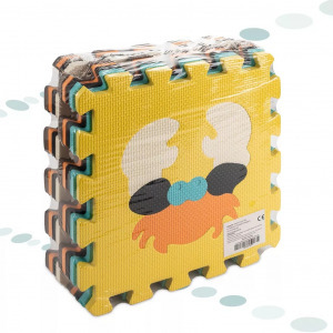 Hab szivacs puzzle 85x85 cm, 9 db - színes, állatos