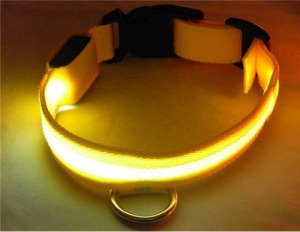 LED kutya nyakörv világító kutyanyakörv citrom sárga L