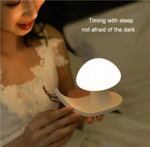 Éjjeli LED csigalámpa, 3 fényerő/színhőmérséklet, telefontartó+akkumulátor