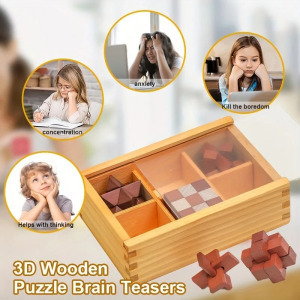 Fából készült kilenc linkes oktatójáték ajándékdobozban