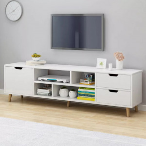 TV-állvány multifunkciós médiaállvány 140x30x38 cm fehér RT04 TV-állvány multifunkciós médiaállvány 140x30x38 cm fehér RT04