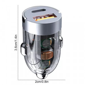 120 W autós töltő szett, kétportos autós töltőadapter + töltőkábel