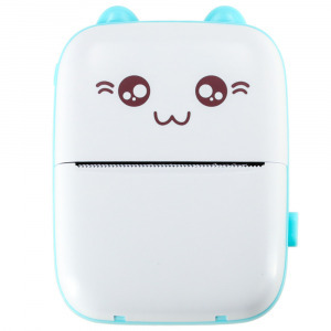 Hordozható Bluetooth mini hőnyomtató - kék cica