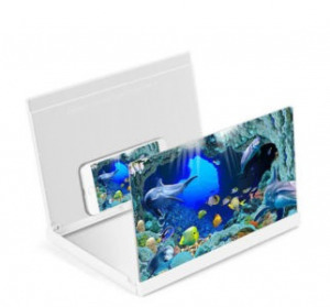 12"-os mobil telefon kinagyító 3D plasztik kivetítő fehér