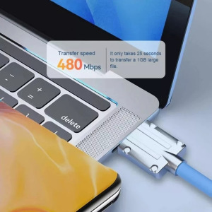 Szilikon bevonatú töltőkábel, Lightning/USB, 3A gyorstöltés, 1 méter, fehér