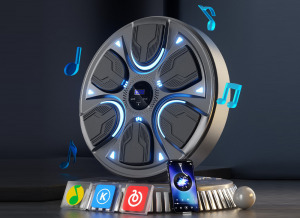 Falra szerelhető zenélő boxgép+kesztyű - Bluetooth, USB töltés, beépített hangszóró