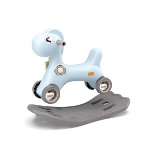 2 az 1-ben zenélő hintaló guruló kerekekkel kék