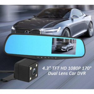 BigTech Visszapillantó tükörbe épített FullHD autóskamera + tolatókamerával!