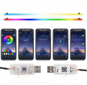 Okos autós LED világítás belső térbe - 110cm + 35 cm, applikáció+távirányító