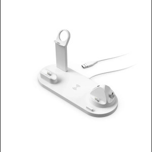 4 az 1-ben multifunkciós töltőállomás iPhone, Apple Watch, AirPods és vezeték nélküli töltésre - fehér (KE23-183)