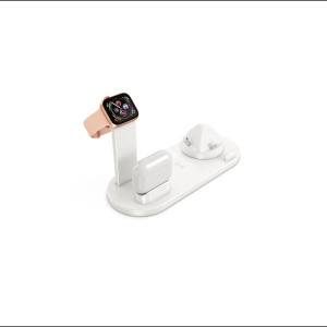 4 az 1-ben multifunkciós töltőállomás iPhone, Apple Watch, AirPods és vezeték nélküli töltésre - fehér (KE23-183)