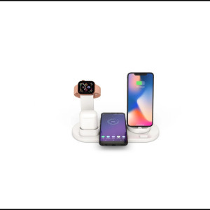 4 az 1-ben multifunkciós töltőállomás iPhone, Apple Watch, AirPods és vezeték nélküli töltésre - fehér (KE23-183)
