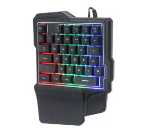 K7 Egykezes RGB gaming billentyűzet, háttérvilágítás USB csatlakozós fekete